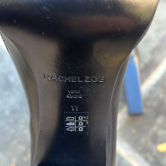 Rachel Zoe Black Leather Zipper Open Toe Heeled Ankle Booties - Picture 7 of 12